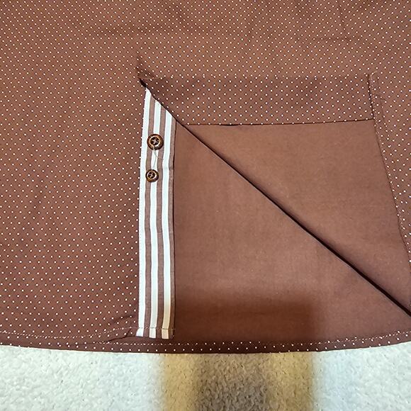 Steven by Steven Land Men’s Dress Shirt Brown Micro Dot Pattern 17 34/35 Modern - Picture 9 of 10